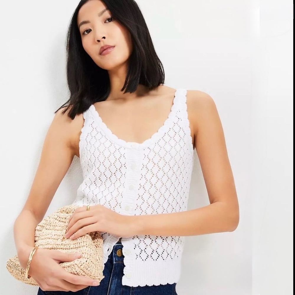 NWOT LOFT Crochet Button Sweater Tank Top